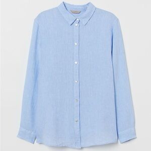 H&M XL L.O.G.G. Blue Linen Shirt